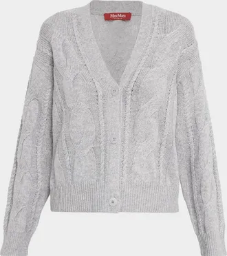 Max Mara Aladino Wool and Cashmere Cropped Cardigan Sweater