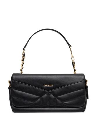 Twin-Set Leren schoudertas met gesp aan de zijkant - Zwart