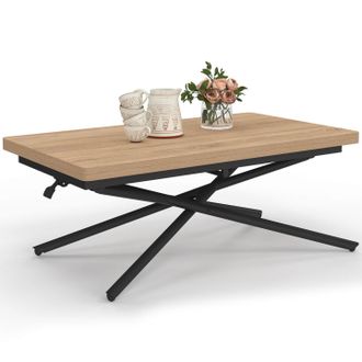 IDMarket Tavolino 2 In 1 Trasformabile In Tavolo Da Pranzo Rettangolare Alix 100 Cm, In Legno E Nero