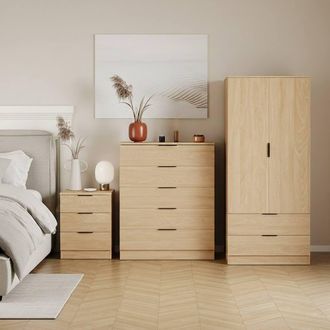 Home Discount Vida Designs Trega 3Pc Bedroom Set(3Dr Bedside, 5Dr Chest, Wardrobe) in Brown
