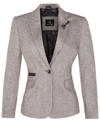 TruClothing Dames Tweed jaren 1920 visgraat lichtgrijze blazer