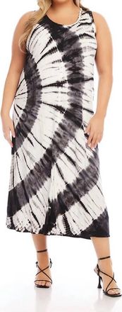 Karen Kane Womens Melissa Midi Tie Dye Dress - Curvy In Black And White