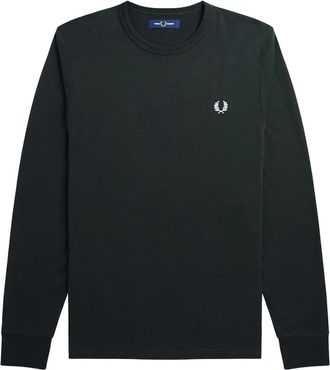 Fred Perry Mens Fred Perry Laurel Wreath Gunmetal Grey Long Sleeve T-Shirt - Black - Size: 38