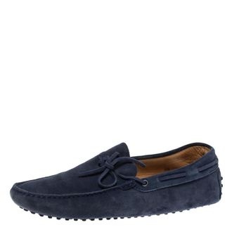 Tod's Tods Blue Suede Bow Driving Loafers