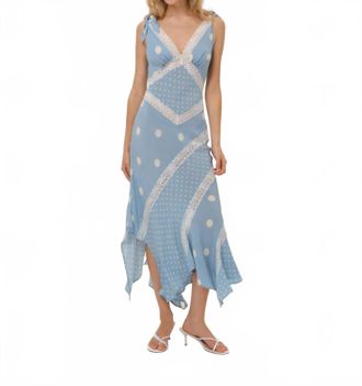 For Love & Lemons Stormie Dot Midi Dress In Blue