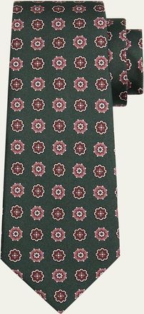 Kiton Mens Round Medallion Silk 7-Fold Tie