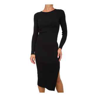Marella Zwarte Gebreide Jurk - Dames - Casual kleedjes - Zwart - L - Polyester - Kleedjes