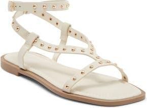 Top Moda Zita Studded Ankle Strap Sandal in Ivory Pu at Nordstrom Rack, Size 5.5