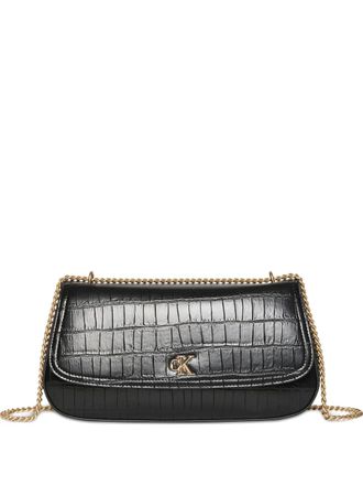 Calvin Klein croc-embossed chain shoulder bag - women - Polyurethane - One Size - Black