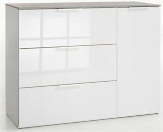 Composad Composad - Mobile Contenitore ingresso bianco e cemento linea Galaverna con un 1 anta e 3 cassetti Made in Italy