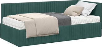 vidaXL Estructura De Cama Esquina Con Colch&oacute;n 2 Uds. Verde Oscuro Vidaxl
