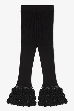 Ganni Black Pants in Cotton Crochet - Size XXS Organic