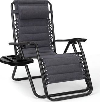 Best Choice Products Padded Zero Gravity Chair with Side Tray & Adjustable Headrest