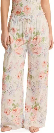 Etam Orchidee Floral Wide Leg Pajama Pants in Ecru at Nordstrom, Size X-Small
