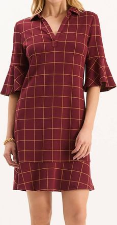 Tyler B&ouml;e Johnny Knit Dress In Cabernet Golden Windowpane