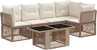 vidaXL Conjunto De Sof&aacute;s De Jard&iacute;n 6 Uds. Beige Rat&aacute;n Sint&eacute;tico Vidaxl