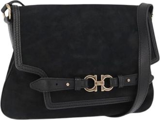 Ferragamo Pre-owned Cross Body Bags, female, Black, Size: ONE SIZE Pre-owned Suede Shoulder Bag
