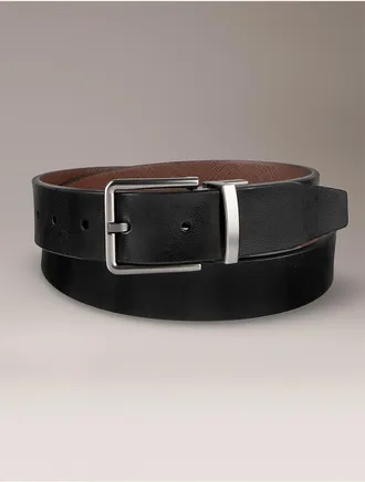 Calvin Klein Mens Reversible Box Shine Belt - Black - XL