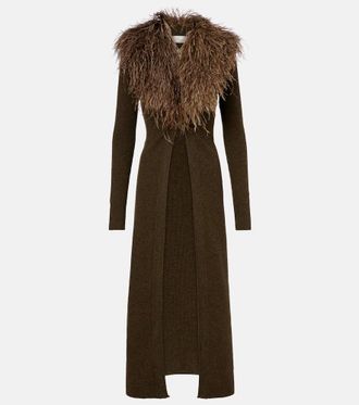 Blumarine Feather-trimmed wool cardigan