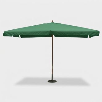COSMA Sombrilla De Jard&iacute;n Tela Parasol Y Poste De Madera Mod. Fantasy Verde Oscuro 3x4