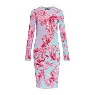 Versace Jeans Couture Midi Dresses, female, Multicolor, Size: XS Baroco Pattern Dress