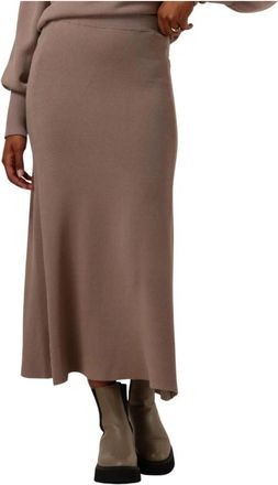 Y.A.S Gebreide Maxi Rok - Dames - Midirokken - Bruin - XS - Polyester - Rokken