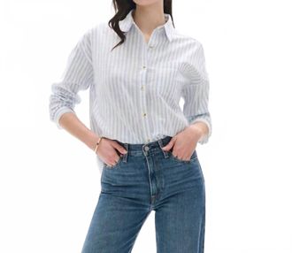 Hatley Relaxed Button Down Shirt In Cashmere Blue Stripes
