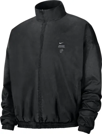 Nike Mens Miami Heat Standard Issue Dri-FIT Basketball Woven Jacket in Black | II5939-010
