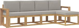 vidaXL Conjunto De Sof&aacute;s De Exterior 5 Uds. Blanco Y Gris Claro Vidaxl