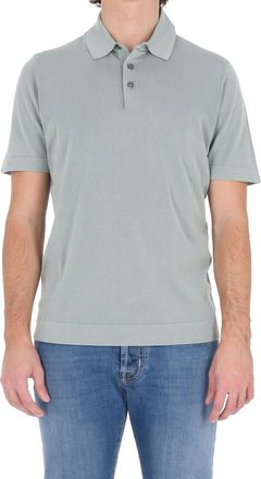 Drumohr Green Ice Cotton Frosted Polo Shirt