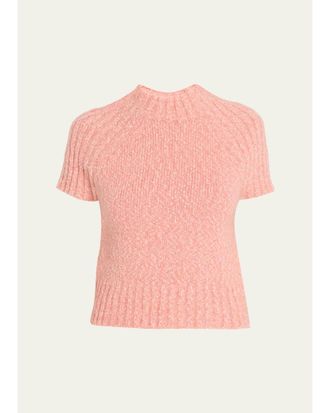 3.1 Phillip Lim Chunky Marled Knit Short-Sleeved Mock-Neck Sweater