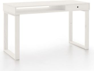 HOGAR 24 Escritorio de madera maciza natural, color blanco