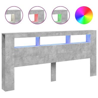 vidaXL Cabecero Led Madera Ingenier&iacute;a Gris Hormig&oacute;n 220x18,5x103,5 Cm Vidaxl