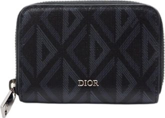 Dior Black Gray Coated Canvas Leather Coin Purse/Coin Case (Pre-Owned)