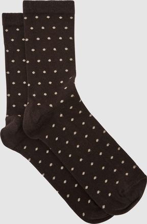 Reiss Chocolate Cotton-blend Polka-dot Socks, Q12