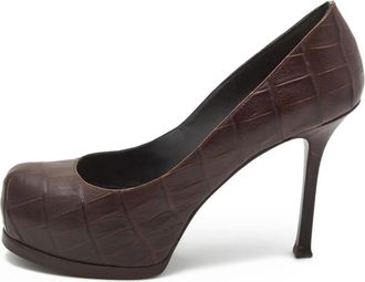 Saint Laurent 105 mm Tribtoo leren pumps - Bruin