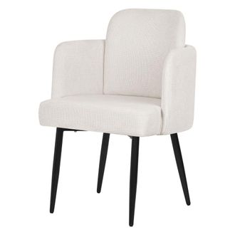 ML Design Silla de comedor con funda de tela beige con respaldo y reposabrazos