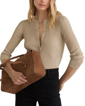 Reiss Milo Metallic Rib Knit Cardigan