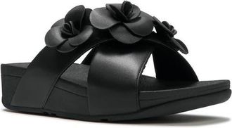 FitFlop Lulu Flower Cross Slides in Black at Nordstrom, Size 10