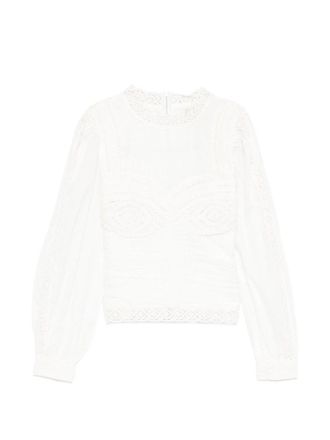 Farm Rio Off-white Long Sleeve Crochet Blouse