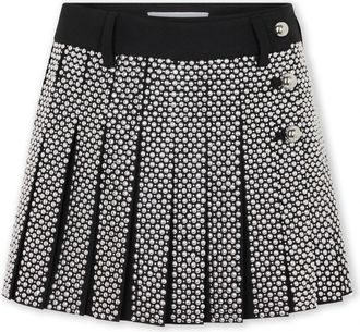 Paco Rabanne Mini Geplooide Rok met Borduursel - Dames - Korte rokken - Zwart - S - Wol - Rokken