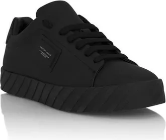 Philipp Plein Nappa Leather Low-Top Sneakers Placca Unisex in Black/black at Nordstrom, Size 43