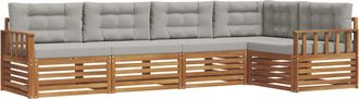 vidaXL Conjunto De Sof&aacute;s De Exterior 5 Uds. Gris Natural Y Claro Vidaxl