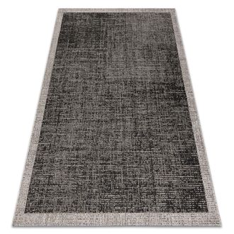 RugsX Rugsx - Alfombra De Cuerda Sisal Floorlux 20401 Marco Negro/plateado Grey 120x170 Cm