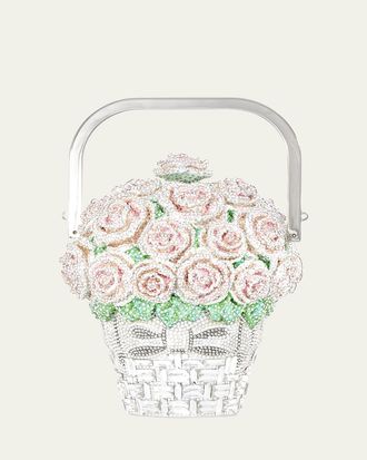 Judith Leiber Basket of Roses Blush Bouquet Top-Handle Bag