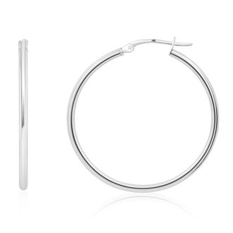 MAX + STONE Solid 10k or 14k Gold 2mm Thick Tube Hoop Earrings 12MM to 50MM