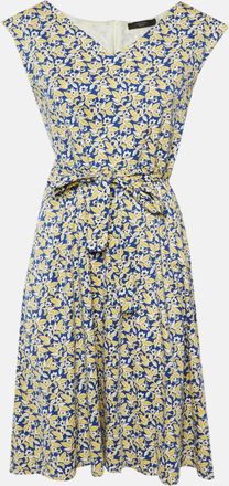 Max Mara Blue Floral Print Cotton Sleeveless Midi Dress