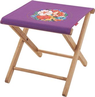 Vent de Boh&egrave;me Taburete plegable de haya y tela floral violeta