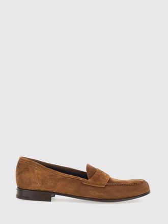 Lidfort Classic Suede Calfskin Loafers with Saddle Strap