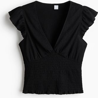 H&M Jerseytop mit Struktur - Schwarz